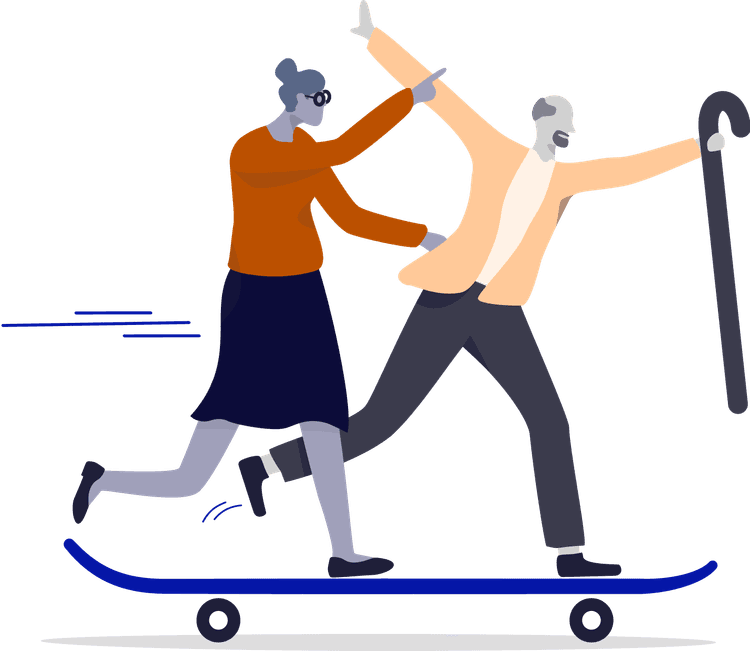 Couple riding skateboard